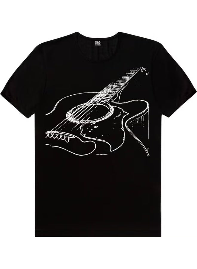 Rock & Roll My Guitar Strings Black Short Sleeve Men's T-Shirt